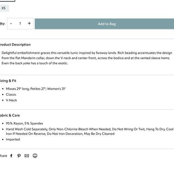 Soft Surroundings Fiesta Tunic Black Floral Embroidered Size 1X - Picture 9 of 10